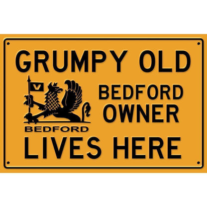 Bedford Grumpy Old Bedford Owner Lives Here Skilte, Musemåtte, Dørmåtte , Plakat-Skilte-Bedford-Garage Culture Shop- garage - man cave - merchandise