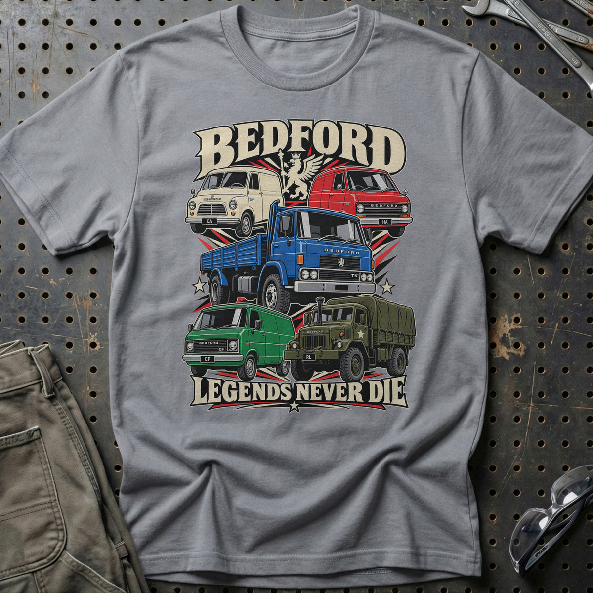 Bedford Legends Never Die T-Shirt-Beklædning-Bedford-Grå Sport-S-Garage Culture Shop- garage - man cave - merchandise