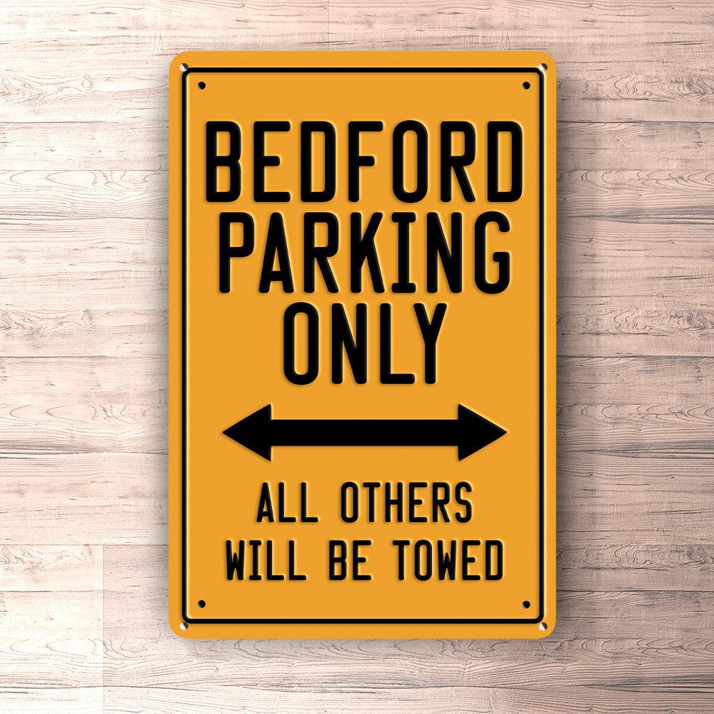 Bedford Parking Only Skilte, Musemåtte, Dørmåtte-Parking skilte-Bedford-Garage Culture Shop- garage - man cave - merchandise