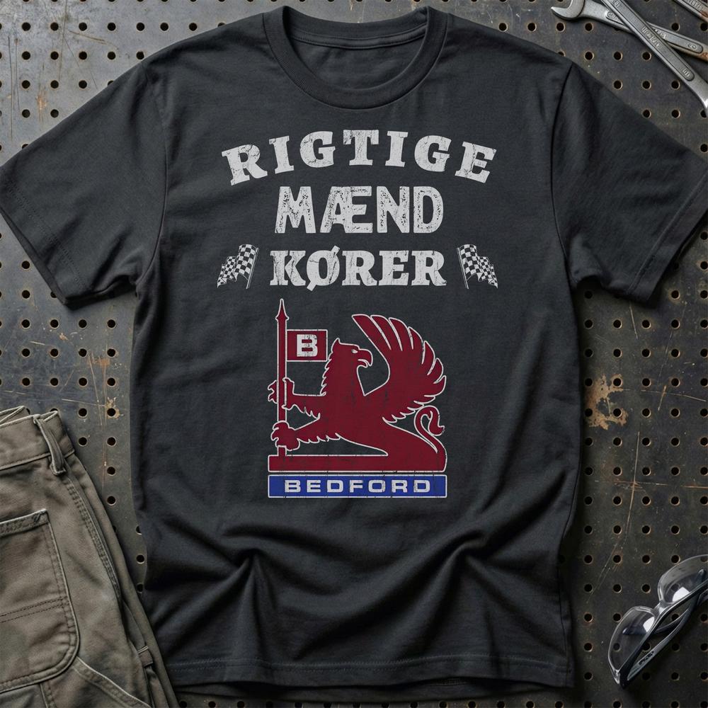 Bedford Rigtige Mænd Kører Unisex T-Shirt , Bomuld-Beklædning-Bedford-Sort-S-Garage Culture Shop- garage - man cave - merchandise