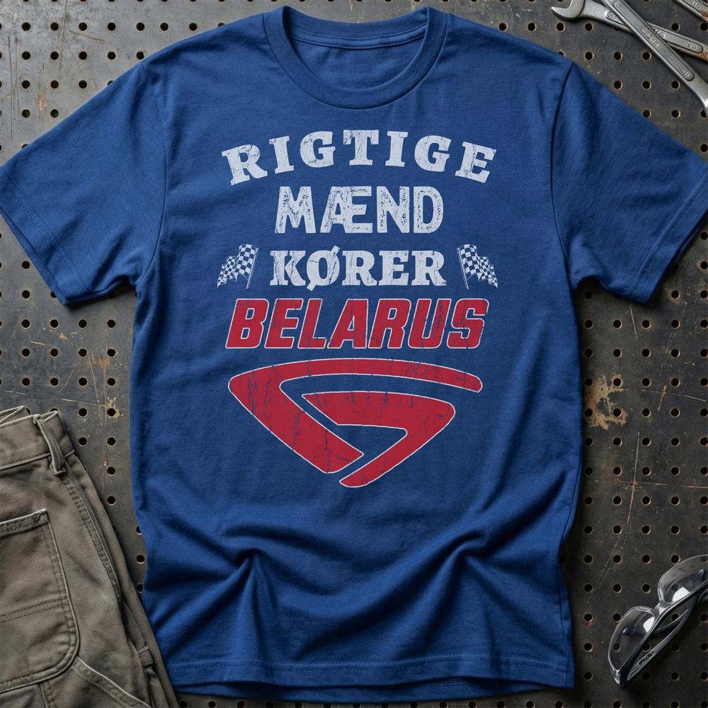 Belarus Rigtige Mænd Kører - Unisex T-Shirt , Bomuld-Beklædning-Belarus-Blå Royal-S-Garage Culture Shop- garage - man cave - merchandise
