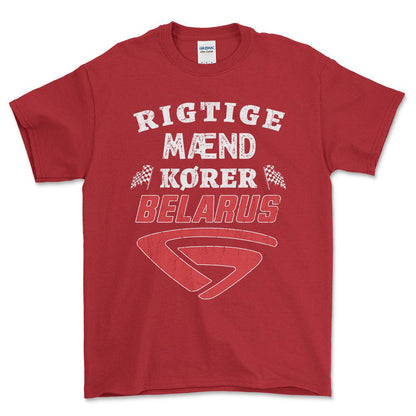 Belarus Rigtige Mænd Kører - Unisex T-Shirt , Bomuld-Beklædning-Belarus-Rød-S-Forside-Garage Culture Shop- garage - man cave - merchandise