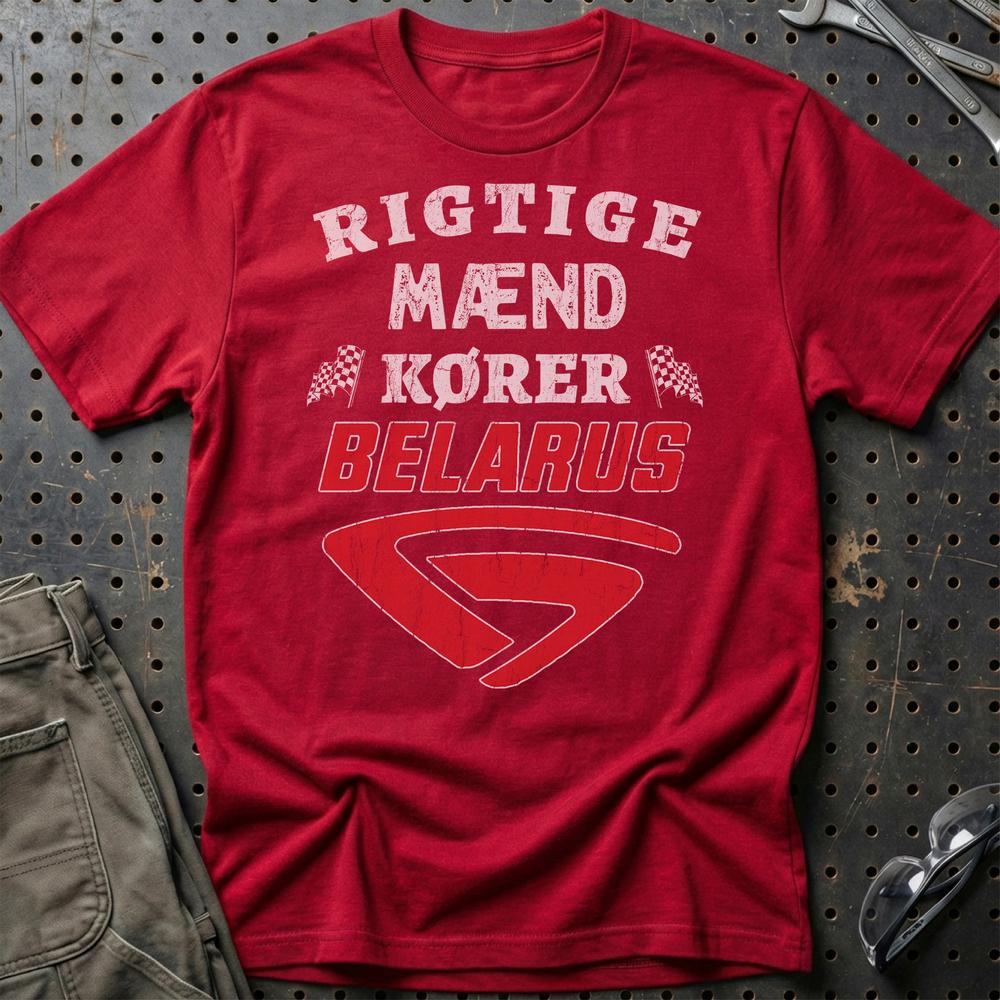 Belarus Rigtige Mænd Kører - Unisex T-Shirt , Bomuld-Beklædning-Belarus-Rød-S-Garage Culture Shop- garage - man cave - merchandise