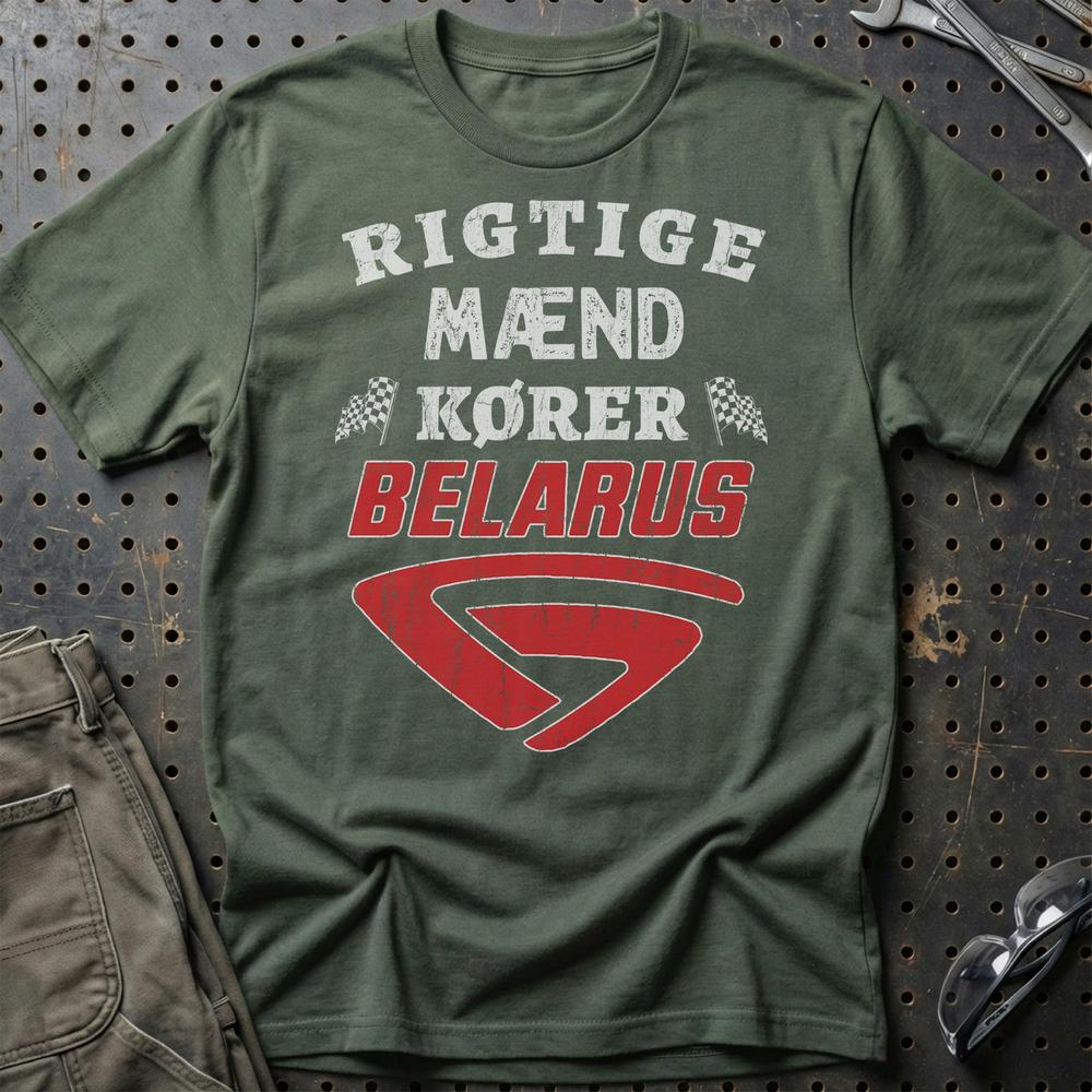 Belarus Rigtige Mænd Kører - Unisex T-Shirt , Bomuld-Beklædning-Belarus-Grøn Militær-S-Garage Culture Shop- garage - man cave - merchandise