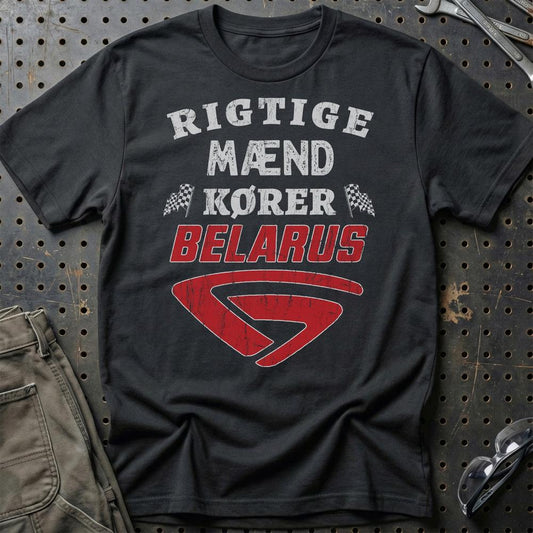Belarus Rigtige Mænd Kører - Unisex T-Shirt , Bomuld-Beklædning-Belarus-Sort-S-Garage Culture Shop- garage - man cave - merchandise