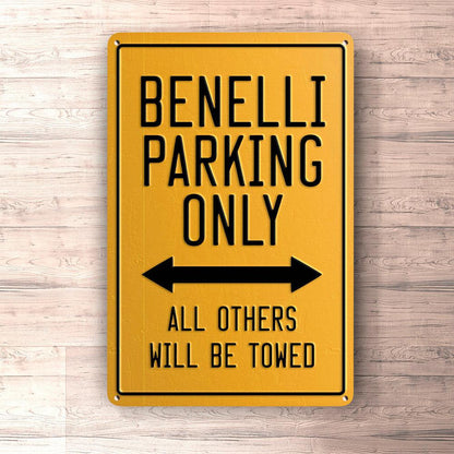 Benelli Parking Only Skilte, Musemåtte, Dørmåtte-Parking skilte-Benelli-Garage Culture Shop- garage - man cave - merchandise