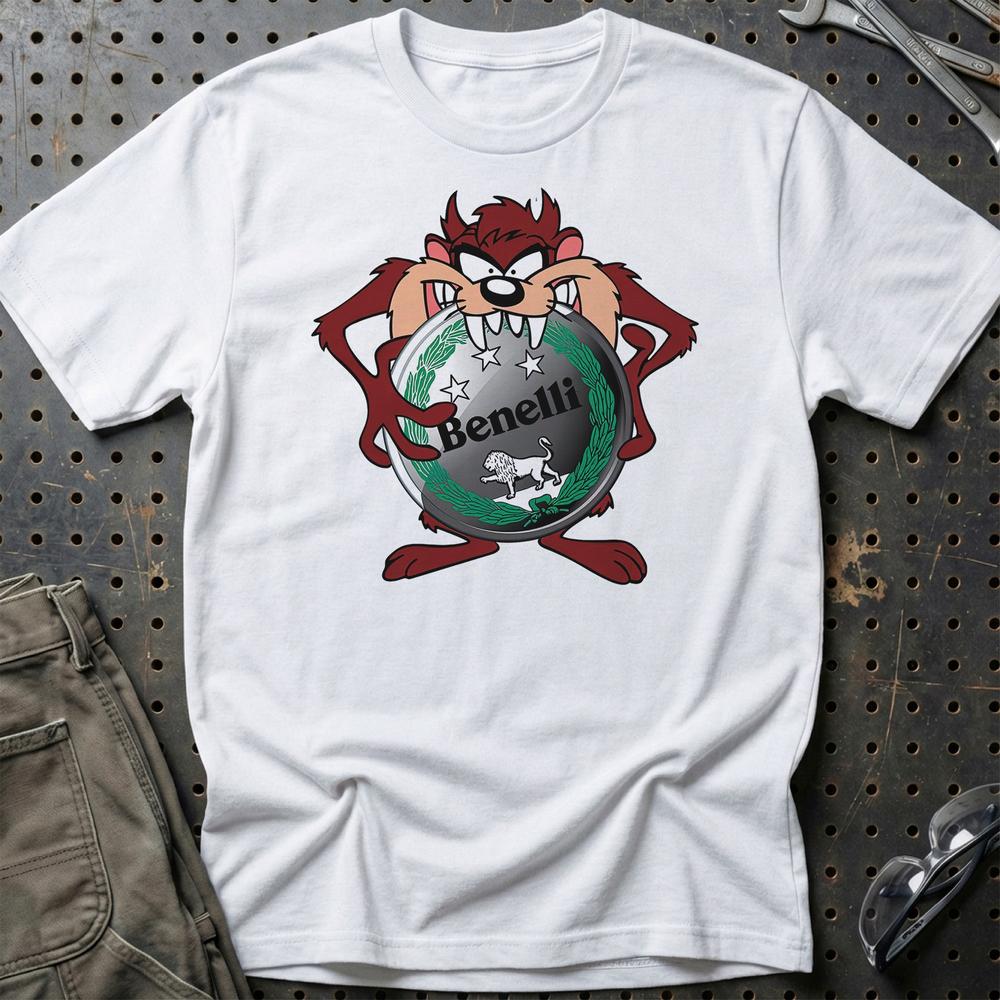 Benelli TAZ Unisex T-Shirt , Bomuld-Beklædning-Benelli-Hvid-S-Garage Culture Shop- garage - man cave - merchandise