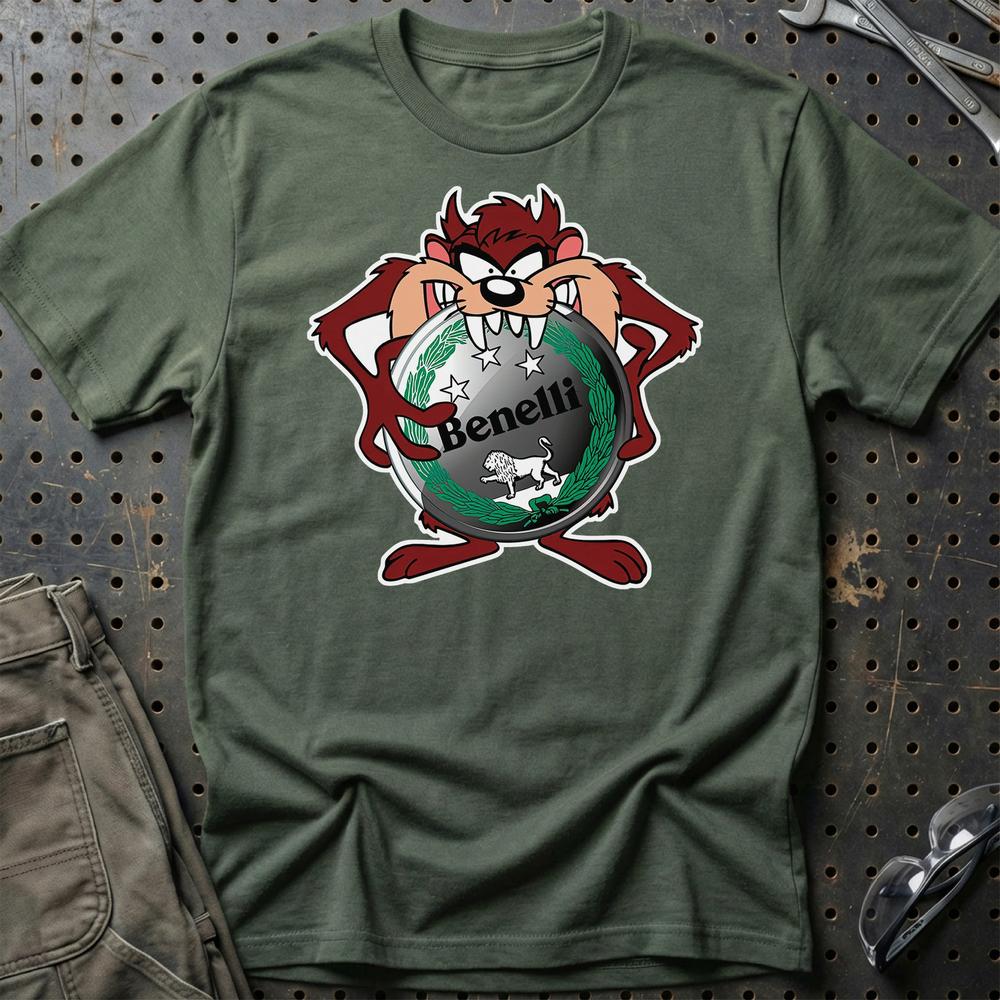 Benelli TAZ Unisex T-Shirt , Bomuld-Beklædning-Benelli-Grøn Militær-S-Garage Culture Shop- garage - man cave - merchandise