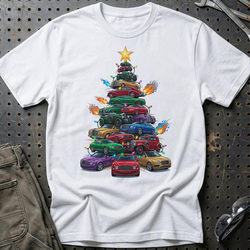 Bentley Juletræ Christmas Tree - Unisex T-Shirt-Beklædning-Bentley-Hvid-S-Garage Culture Shop- garage - man cave - merchandise