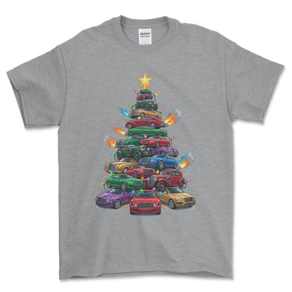 Bentley Juletræ Christmas Tree - Unisex T-Shirt-Beklædning-Bentley-Grå Sport-S-Forside-Garage Culture Shop- garage - man cave - merchandise