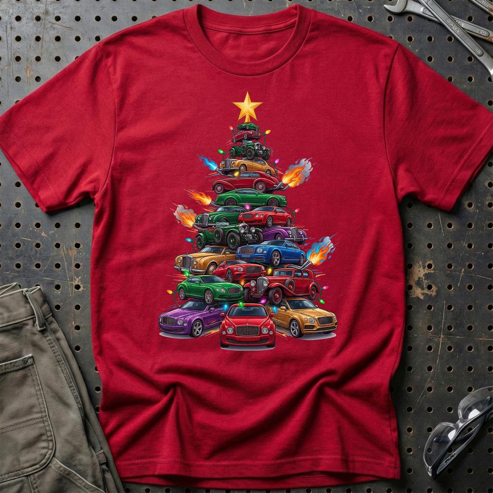 Bentley Juletræ Christmas Tree - Unisex T-Shirt-Beklædning-Bentley-Rød-S-Garage Culture Shop- garage - man cave - merchandise