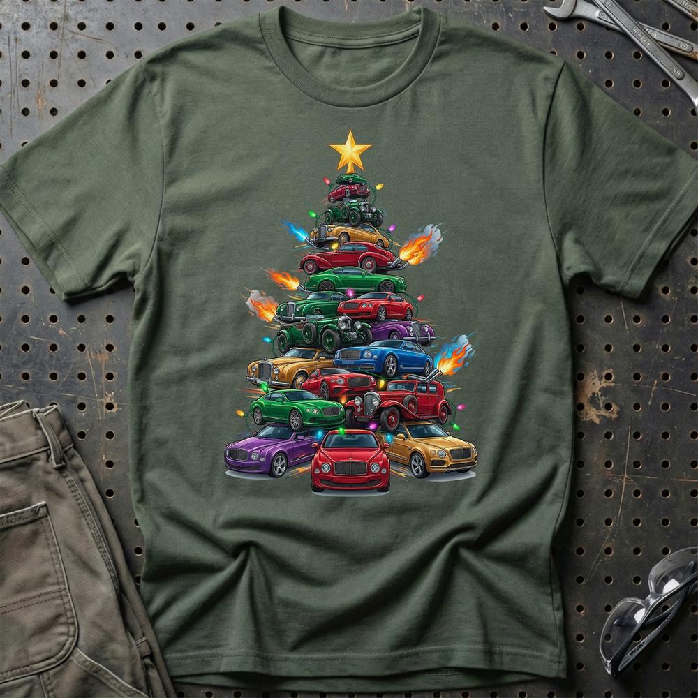 Bentley Juletræ Christmas Tree - Unisex T-Shirt-Beklædning-Bentley-Grøn Militær-S-Garage Culture Shop- garage - man cave - merchandise