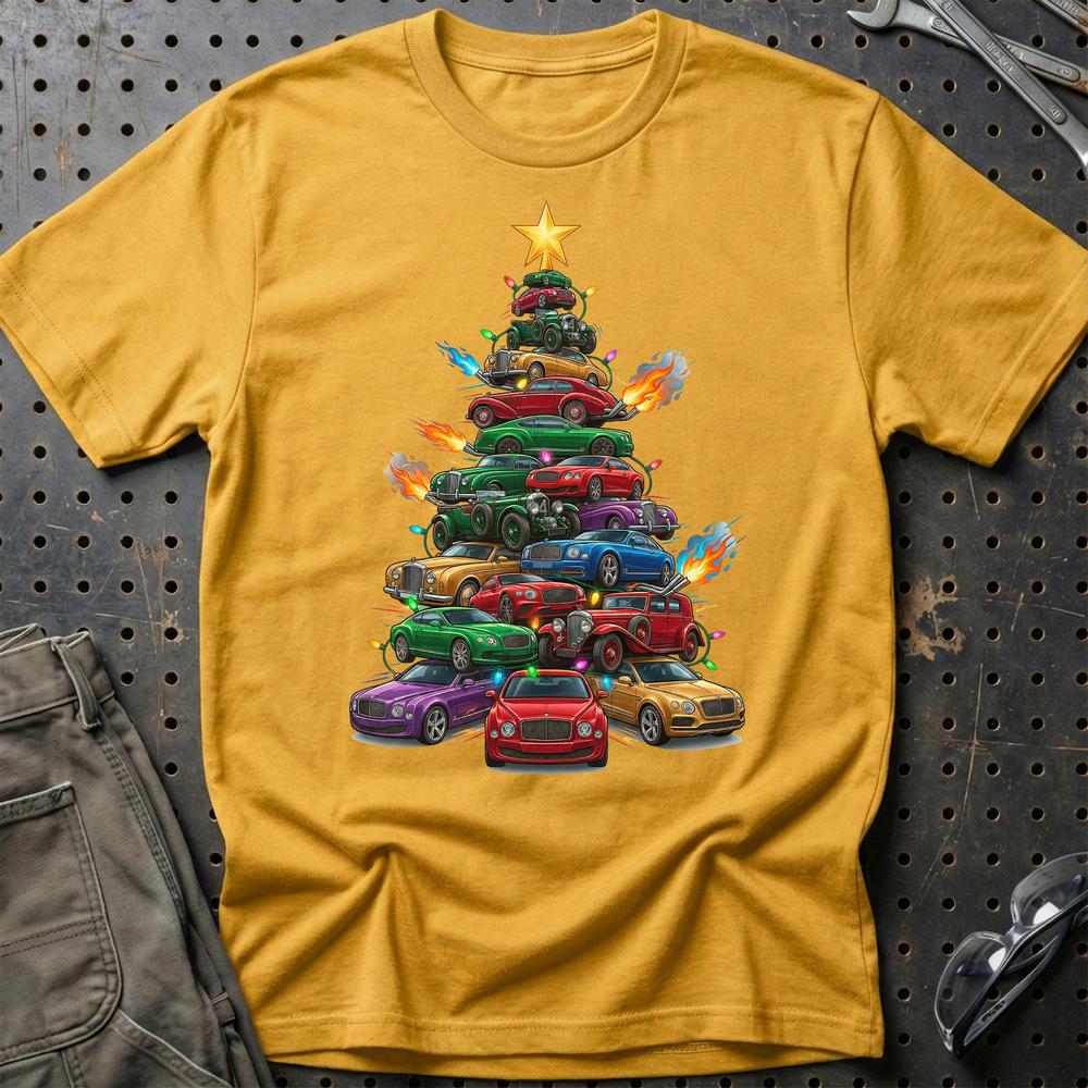 Bentley Juletræ Christmas Tree - Unisex T-Shirt-Beklædning-Bentley-Guld-S-Garage Culture Shop- garage - man cave - merchandise