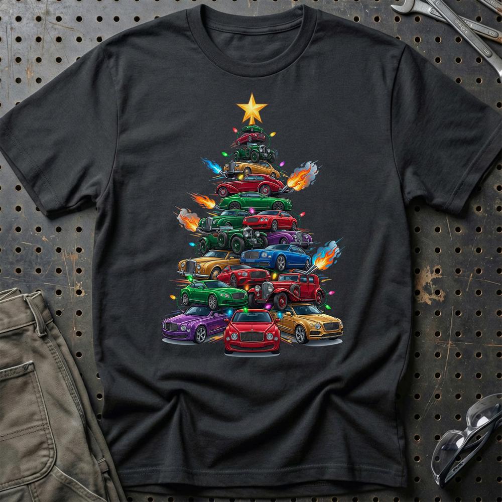Bentley Juletræ Christmas Tree - Unisex T-Shirt-Beklædning-Bentley-Sort-S-Garage Culture Shop- garage - man cave - merchandise