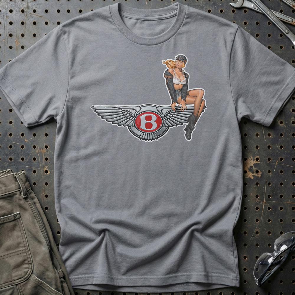 Bentley Pinup - Unisex T-Shirt , Bomuld-Beklædning-Bentley-Grå Sport-S-Garage Culture Shop- garage - man cave - merchandise