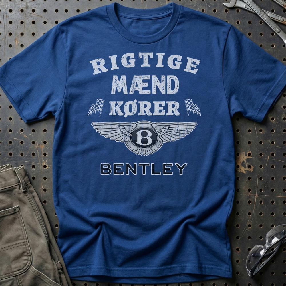 Bentley Rigtige Mænd Kører Unisex T-Shirt , Bomuld-Beklædning-Bentley-Blå Royal-S-Garage Culture Shop- garage - man cave - merchandise