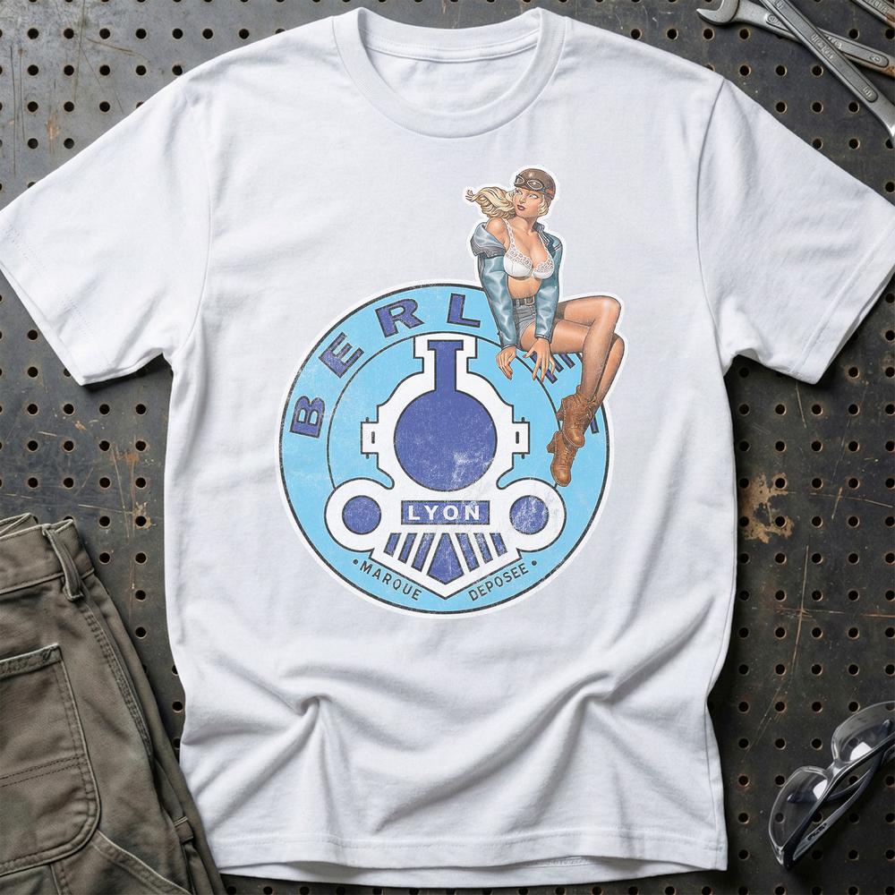 Berliet Pinup - Unisex T-Shirt , Bomuld-Beklædning-Berliet-Hvid-S-Garage Culture Shop- garage - man cave - merchandise