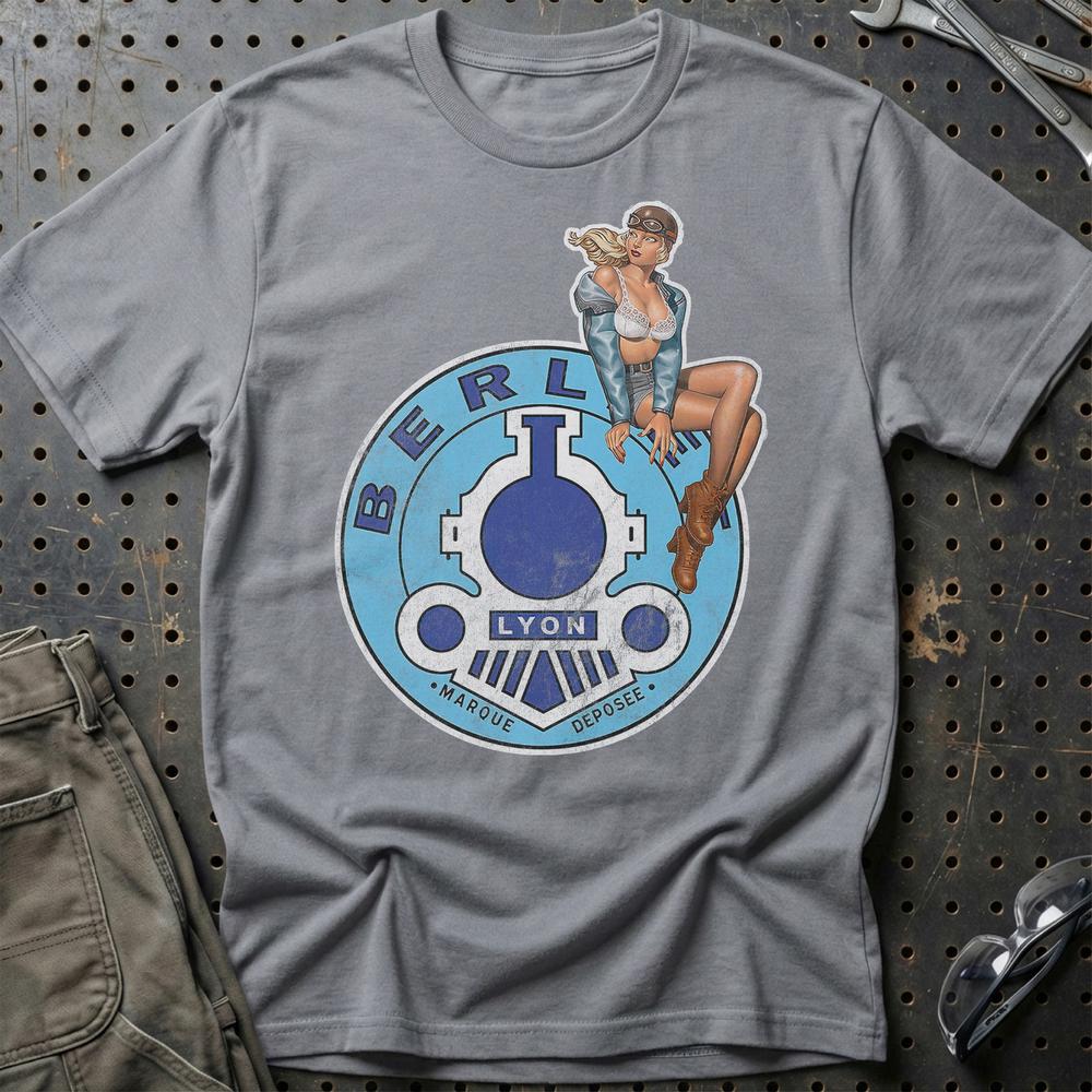 Berliet Pinup - Unisex T-Shirt , Bomuld-Beklædning-Berliet-Grå Sport-S-Garage Culture Shop- garage - man cave - merchandise