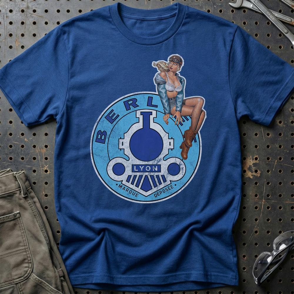 Berliet Pinup - Unisex T-Shirt , Bomuld-Beklædning-Berliet-Blå Royal-S-Garage Culture Shop- garage - man cave - merchandise