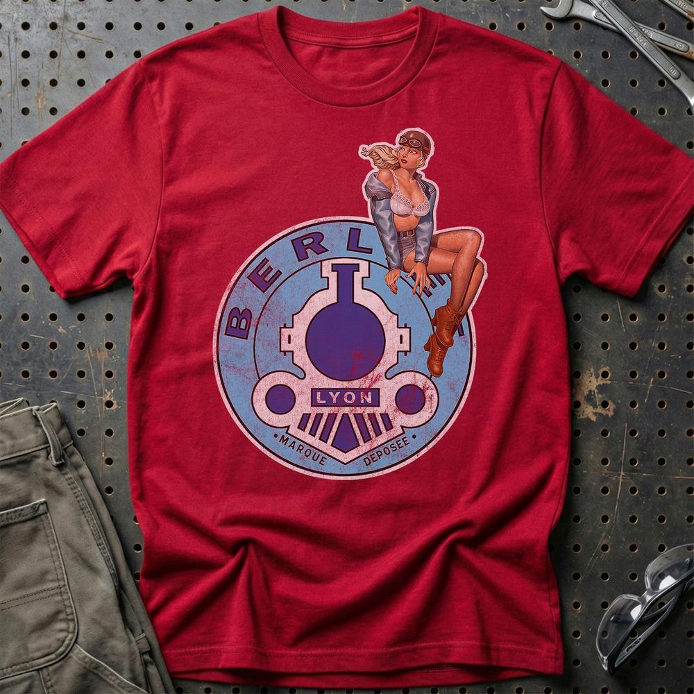 Berliet Pinup - Unisex T-Shirt , Bomuld-Beklædning-Berliet-Rød-S-Garage Culture Shop- garage - man cave - merchandise