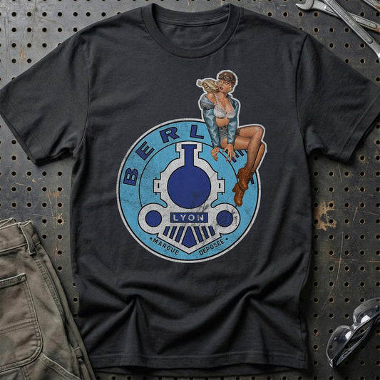 Berliet Pinup - Unisex T-Shirt , Bomuld-Beklædning-Berliet-Sort-S-Garage Culture Shop- garage - man cave - merchandise