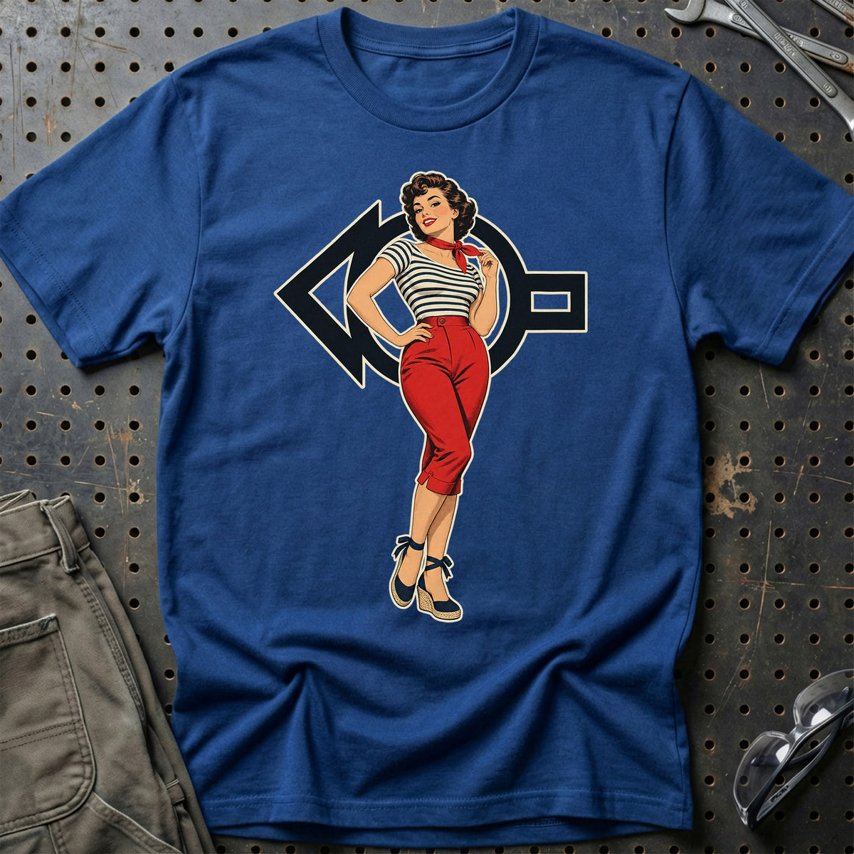 Berliet Retro Pinup T-Shirt-Beklædning-Berliet-Blå Royal-S-Garage Culture Shop- garage - man cave - merchandise