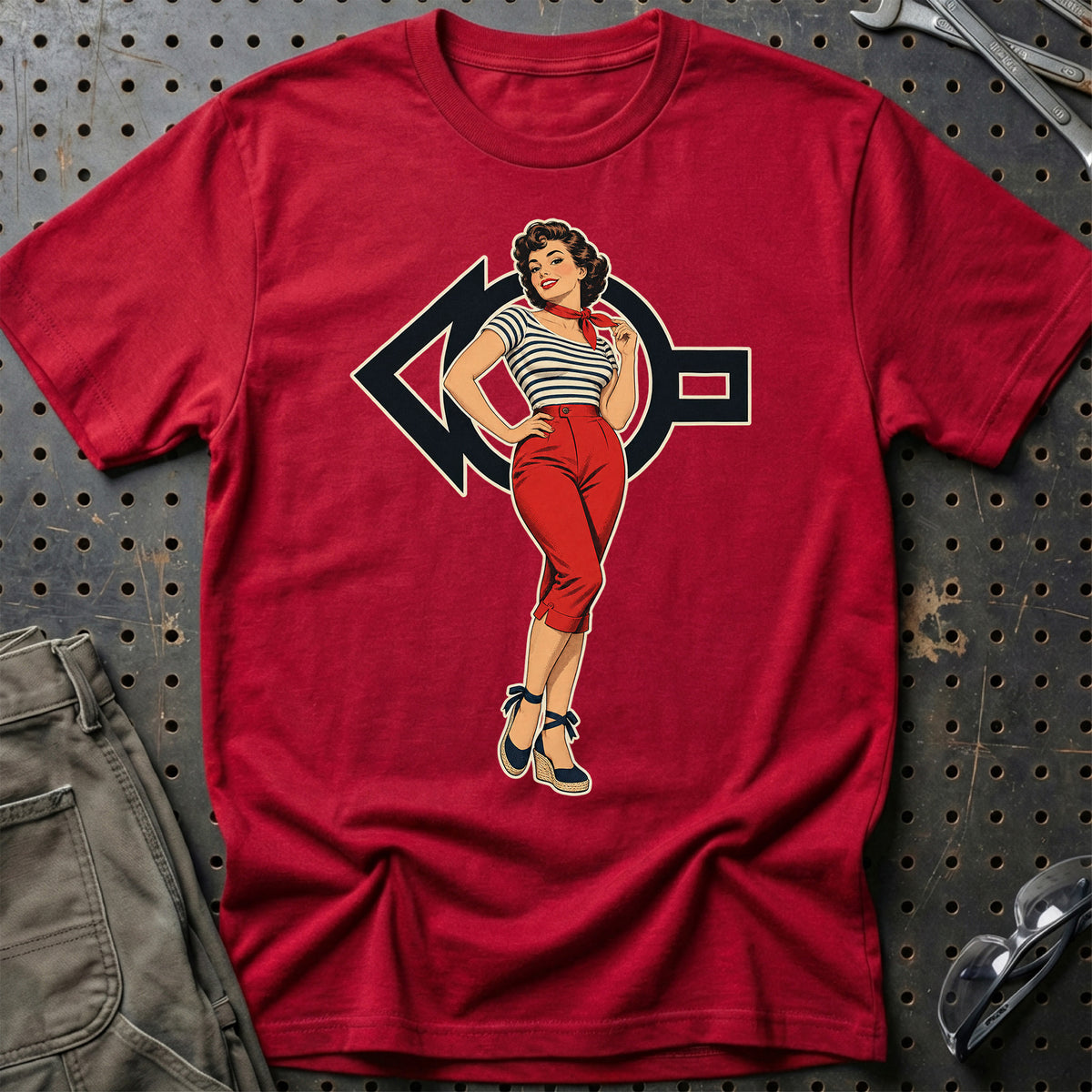 Berliet Retro Pinup T-Shirt-Beklædning-Berliet-Rød-S-Garage Culture Shop- garage - man cave - merchandise