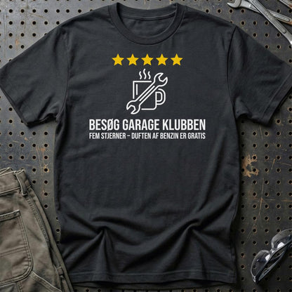 Besøg Garage Klubben Fem Stjerner - Unisex T-Shirt , Bomuld-Beklædning-Garage Culture-Sort-S-Garage Culture Shop- garage - man cave - merchandise