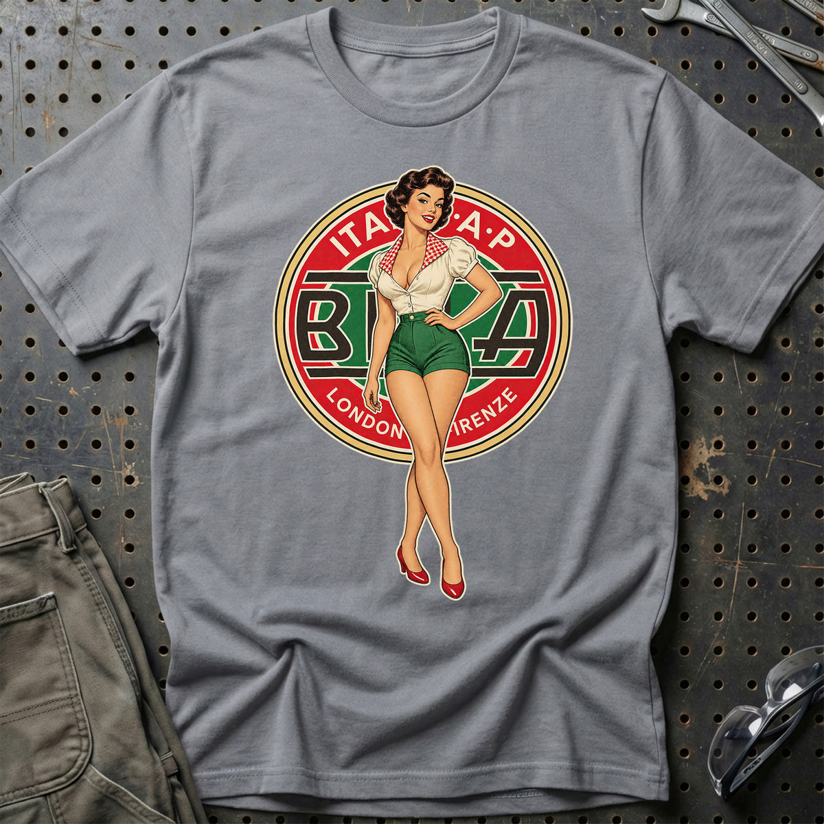 Beta Retro Pinup T-Shirt-Beklædning-Beta-Grå Sport-S-Garage Culture Shop- garage - man cave - merchandise