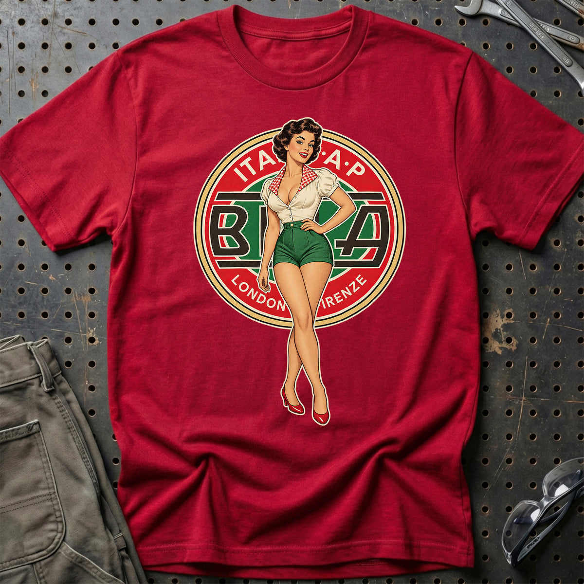 Beta Retro Pinup T-Shirt-Beklædning-Beta-Rød-S-Garage Culture Shop- garage - man cave - merchandise