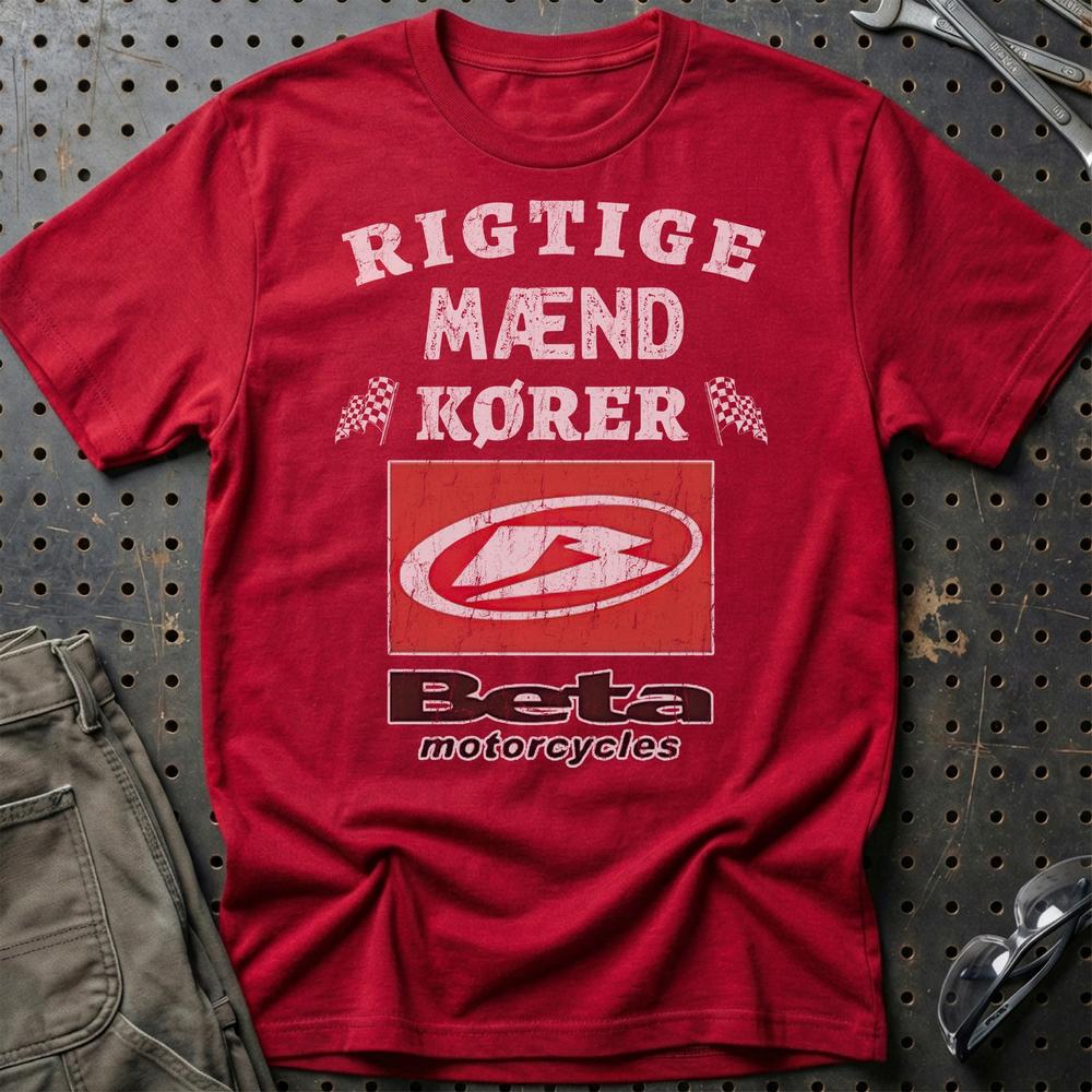 Beta Rigtige Mænd Kører - Unisex T-Shirt , Bomuld-Beklædning-Beta-Rød-S-Garage Culture Shop- garage - man cave - merchandise