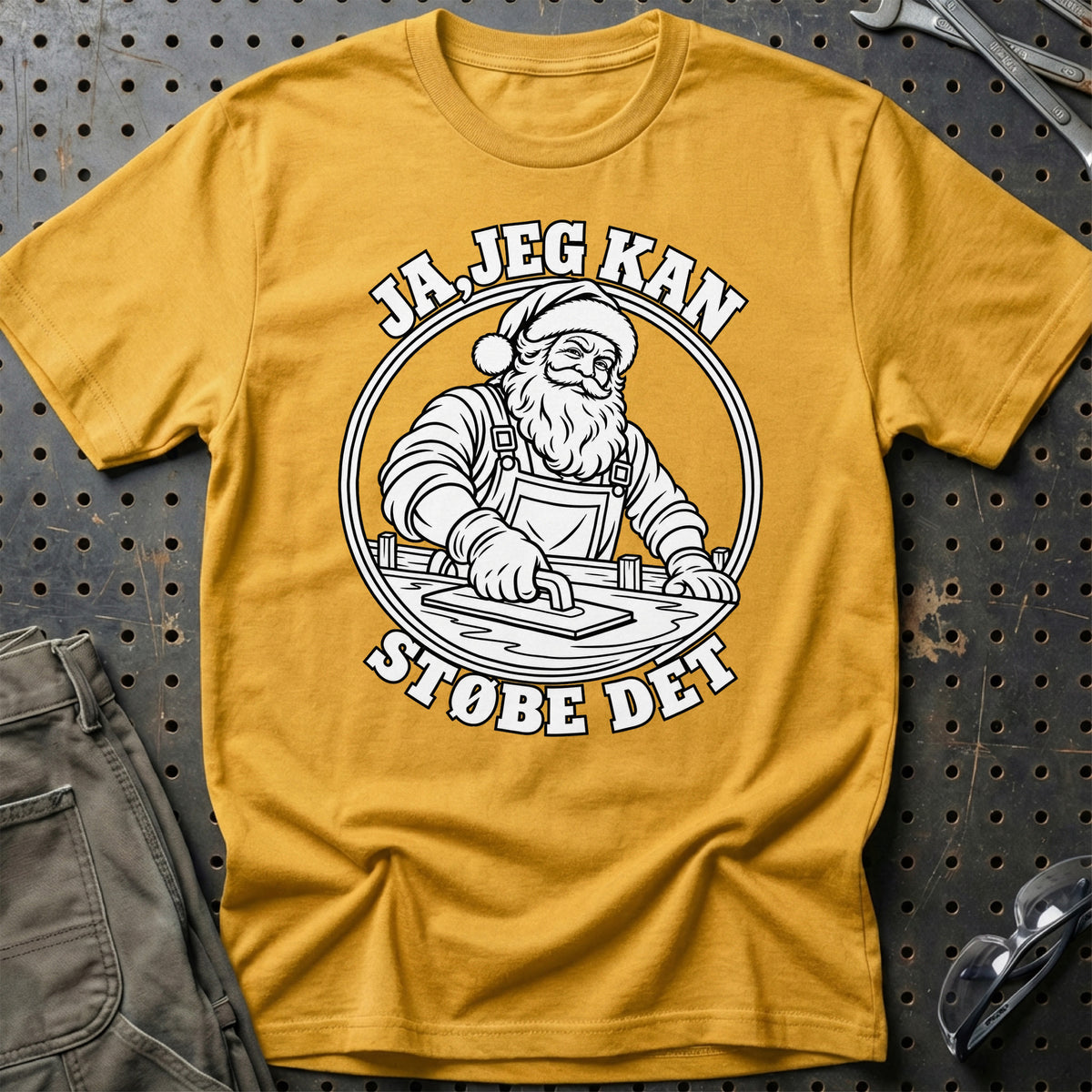 
Betonarbejder – Santa Kan Det – Jul T-Shirt – Guld