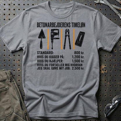 Betonarbejderens Timeløn – Unisex T-Shirt, Bomuld-Beklædning-Garage Culture-Grå Sport-S-Garage Culture Shop- garage - man cave - merchandise