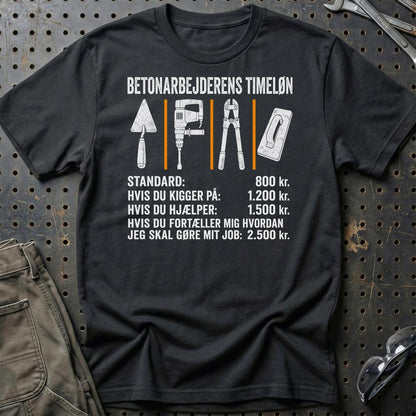 Betonarbejderens Timeløn – Unisex T-Shirt, Bomuld-Beklædning-Garage Culture-Sort-S-Garage Culture Shop- garage - man cave - merchandise