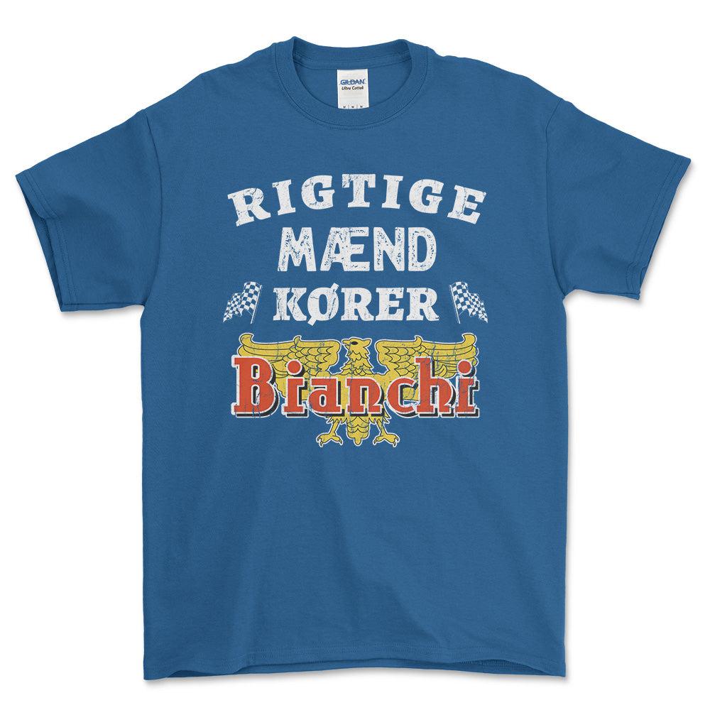Bianchi Rigtige Mænd Kører - Unisex T-Shirt , Bomuld-Beklædning-Bianchi-Blå Royal-S-Forside-Garage Culture Shop- garage - man cave - merchandise