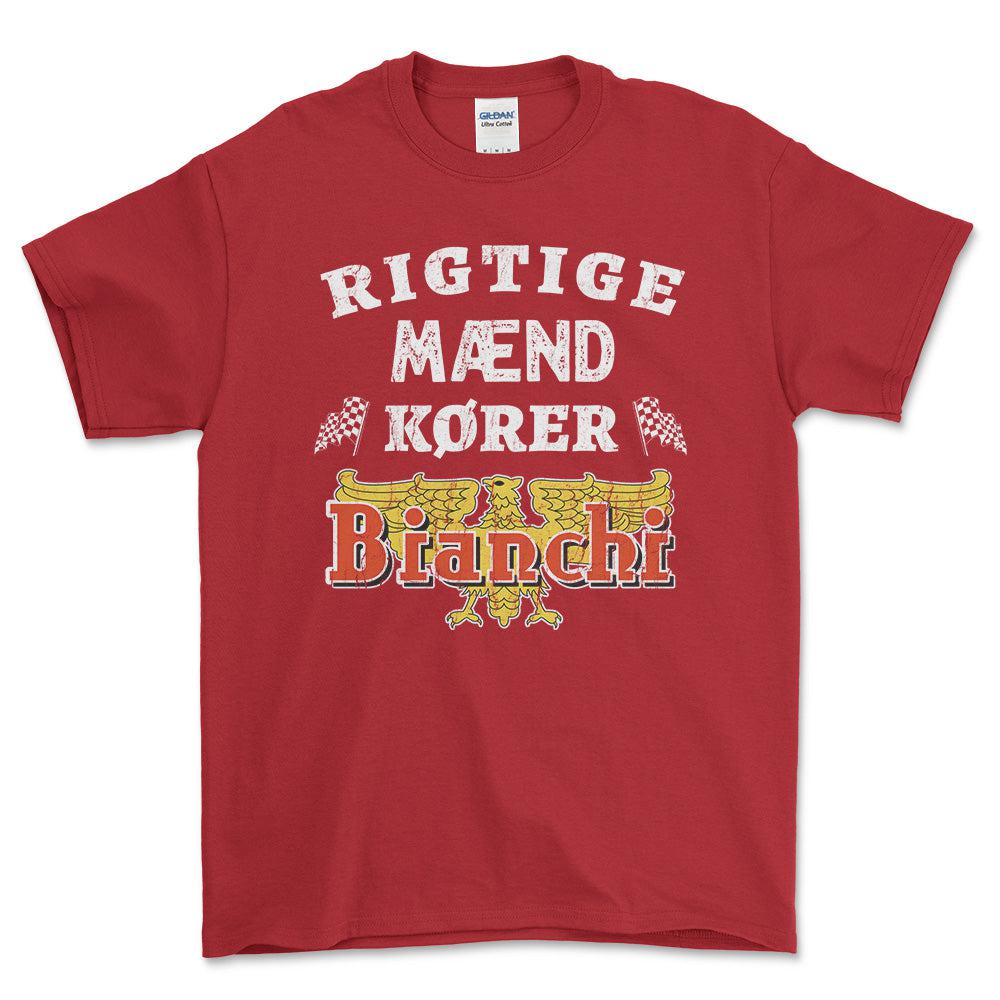 Bianchi Rigtige Mænd Kører - Unisex T-Shirt , Bomuld-Beklædning-Bianchi-Rød-S-Forside-Garage Culture Shop- garage - man cave - merchandise