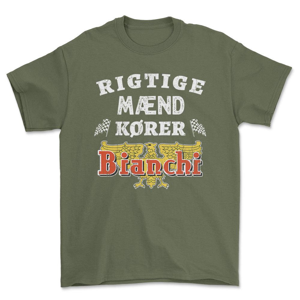 Bianchi Rigtige Mænd Kører - Unisex T-Shirt , Bomuld-Beklædning-Bianchi-Grøn Militær-S-Forside-Garage Culture Shop- garage - man cave - merchandise