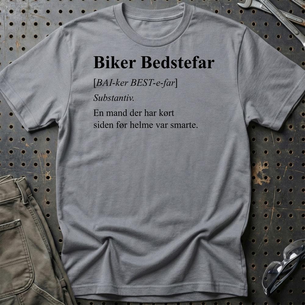 Biker Bedstefar – Ægte MC Legende – Unisex T-Shirt , Bomuld-Beklædning-Garage Culture-Grå Sport-S-Garage Culture Shop- garage - man cave - merchandise