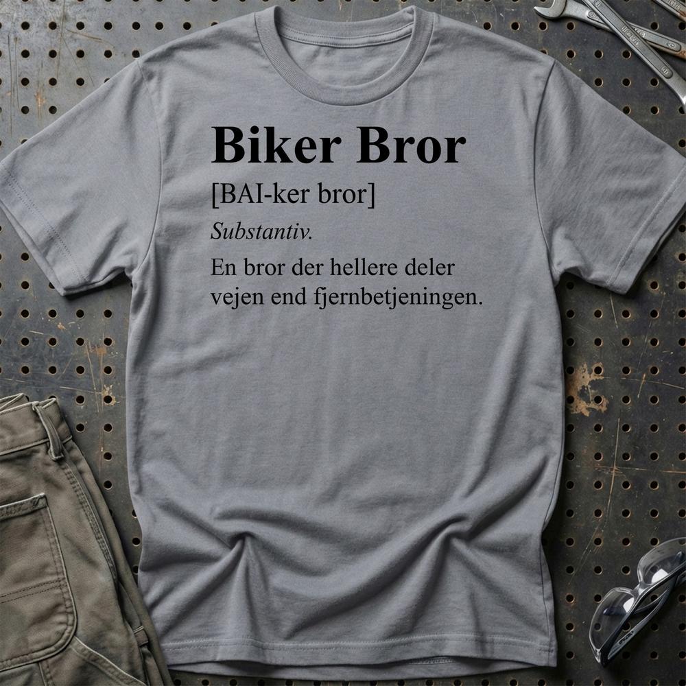 Biker Bror – Unisex T-Shirt , Bomuld-Beklædning-Garage Culture-Grå Sport-S-Garage Culture Shop- garage - man cave - merchandise
