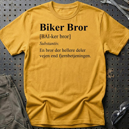 Biker Bror – Unisex T-Shirt , Bomuld-Beklædning-Garage Culture-Guld-S-Garage Culture Shop- garage - man cave - merchandise