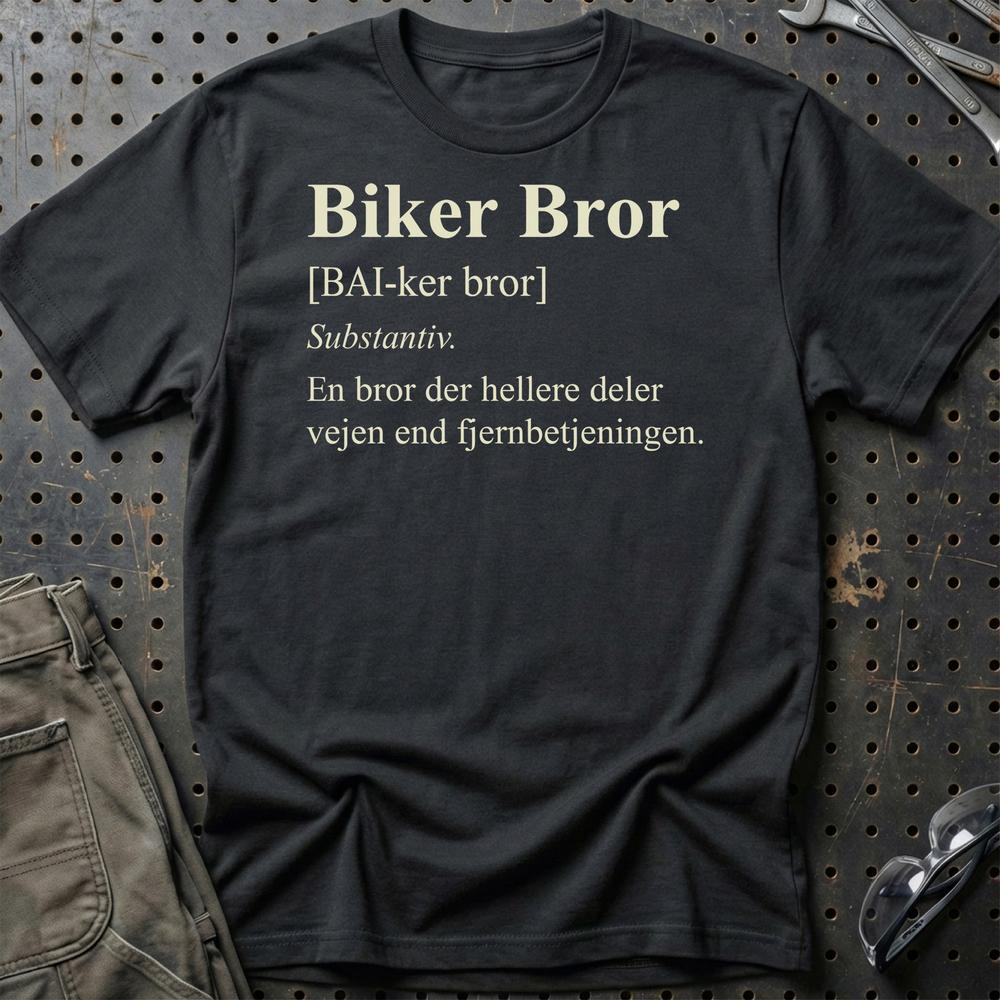 Biker Bror – Unisex T-Shirt , Bomuld-Beklædning-Garage Culture-Sort-S-Garage Culture Shop- garage - man cave - merchandise