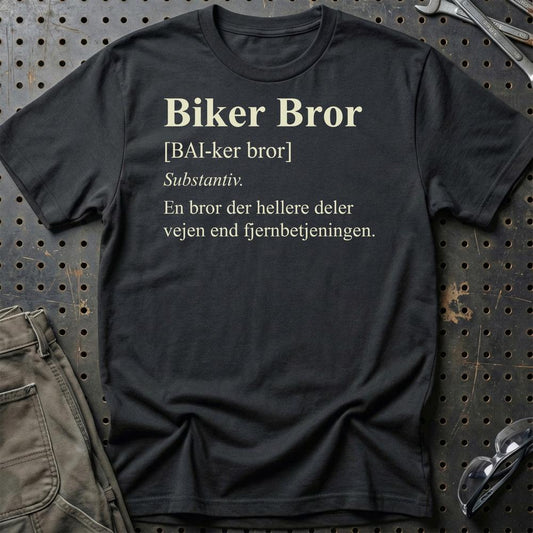 Biker Bror – Unisex T-Shirt , Bomuld-Beklædning-Garage Culture-Sort-S-Garage Culture Shop- garage - man cave - merchandise