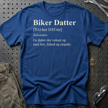 Biker Datter – MC Familie – Unisex T-Shirt , Bomuld-Beklædning-Garage Culture-Blå Royal-S-Garage Culture Shop- garage - man cave - merchandise