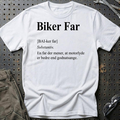 Biker Far – Unisex T-Shirt , Bomuld-Beklædning-Garage Culture-Hvid-S-Garage Culture Shop- garage - man cave - merchandise