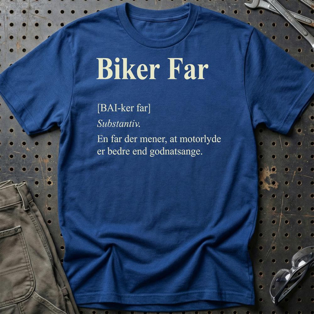 Biker Far – Unisex T-Shirt , Bomuld-Beklædning-Garage Culture-Blå Royal-S-Garage Culture Shop- garage - man cave - merchandise