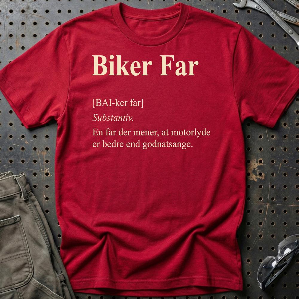 Biker Far – Unisex T-Shirt , Bomuld-Beklædning-Garage Culture-Rød-S-Garage Culture Shop- garage - man cave - merchandise
