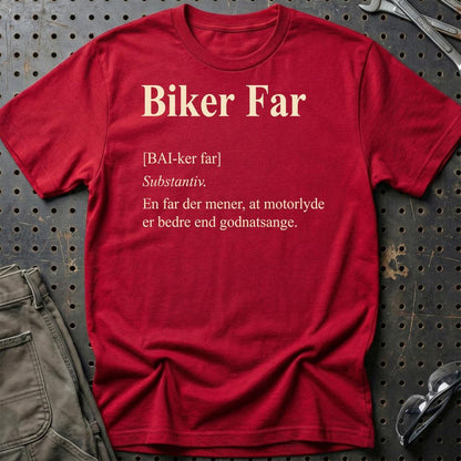 Biker Far – Unisex T-Shirt , Bomuld-Beklædning-Garage Culture-Rød-S-Garage Culture Shop- garage - man cave - merchandise