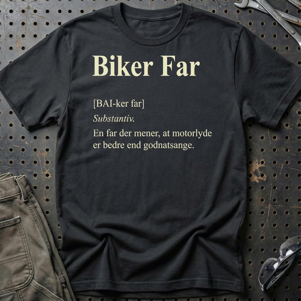 Biker Far – Unisex T-Shirt , Bomuld-Beklædning-Garage Culture-Sort-S-Garage Culture Shop- garage - man cave - merchandise