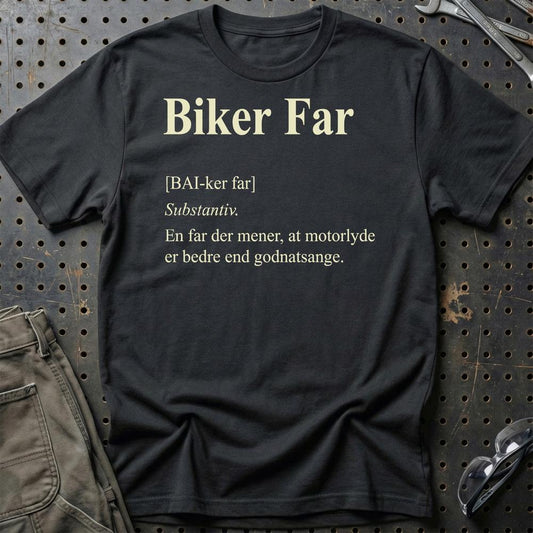 Biker Far – Unisex T-Shirt , Bomuld-Beklædning-Garage Culture-Sort-S-Garage Culture Shop- garage - man cave - merchandise