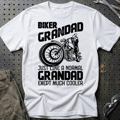Biker Grandad Just Like A Normal Grandad Exept Much Cooler Unisex T-Shirt , Bomuld-Beklædning-Biker-Hvid-S-Garage Culture Shop- garage - man cave - merchandise